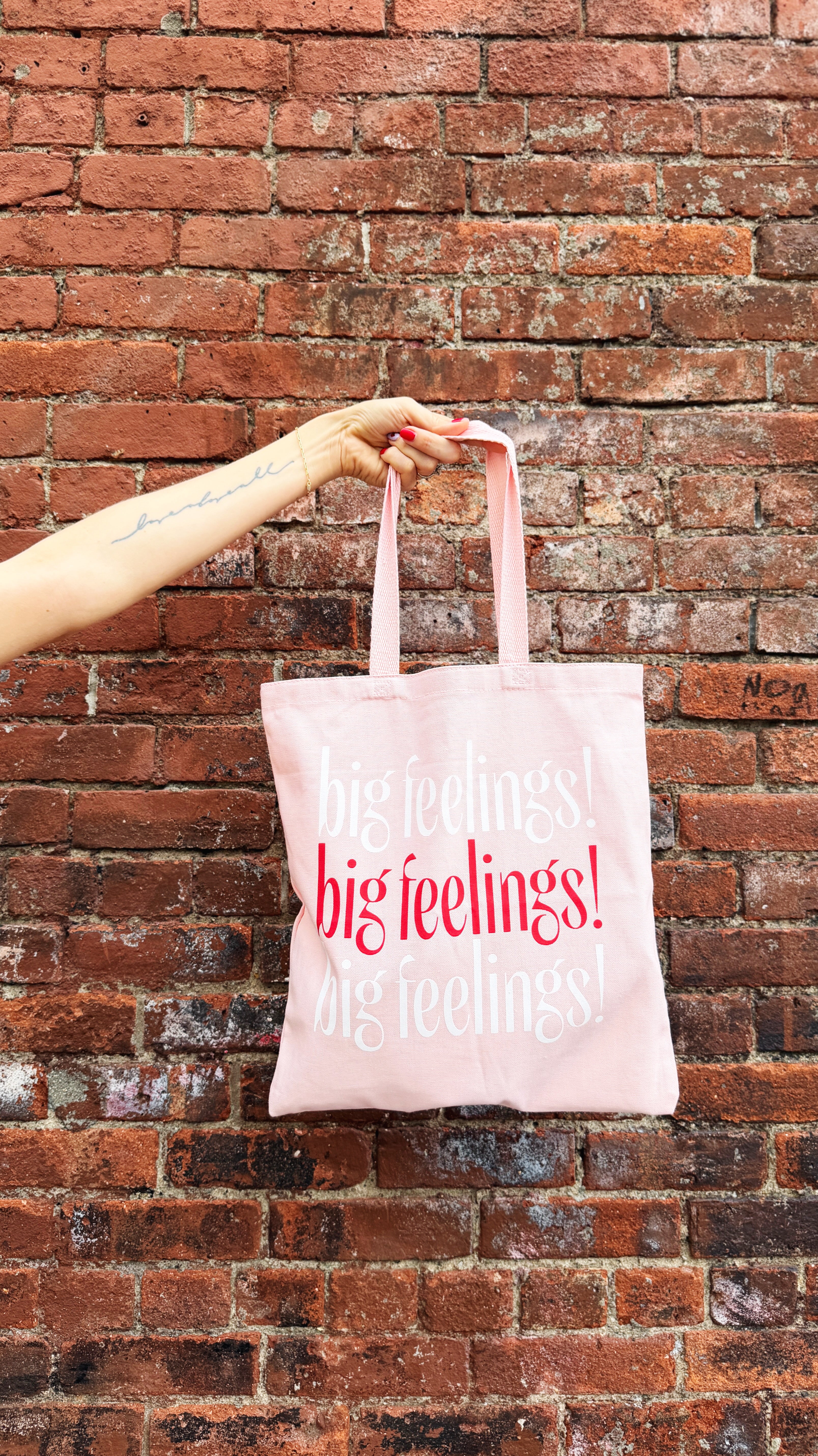 Big Feelings! Cotton Tote Bag – Light Pink